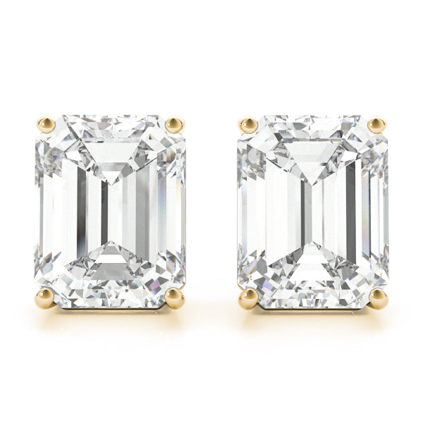 Emerald Cut Lab-Grown Diamond Stud Earrings For Women, 4 Prong Setting, D Color and VVS Clarity