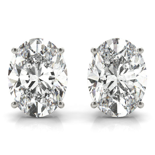 D/VVS Lab-Grown Diamond Stud Earrings For Women, Oval Cut 4 Prong Setting