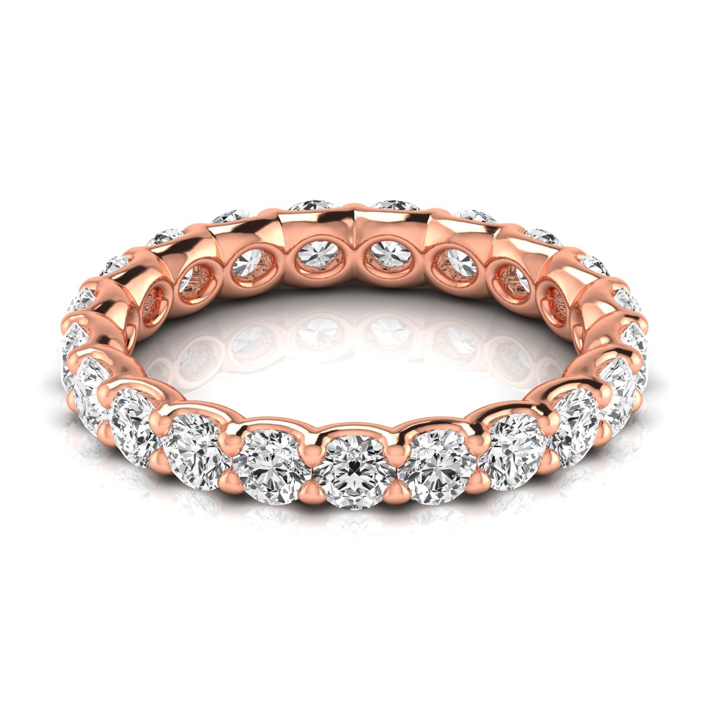 0.50-3.00ct Lab-Grown D/VVS Round Cut Diamond Four Prong Claw Set Full Eternity Wedding Ring