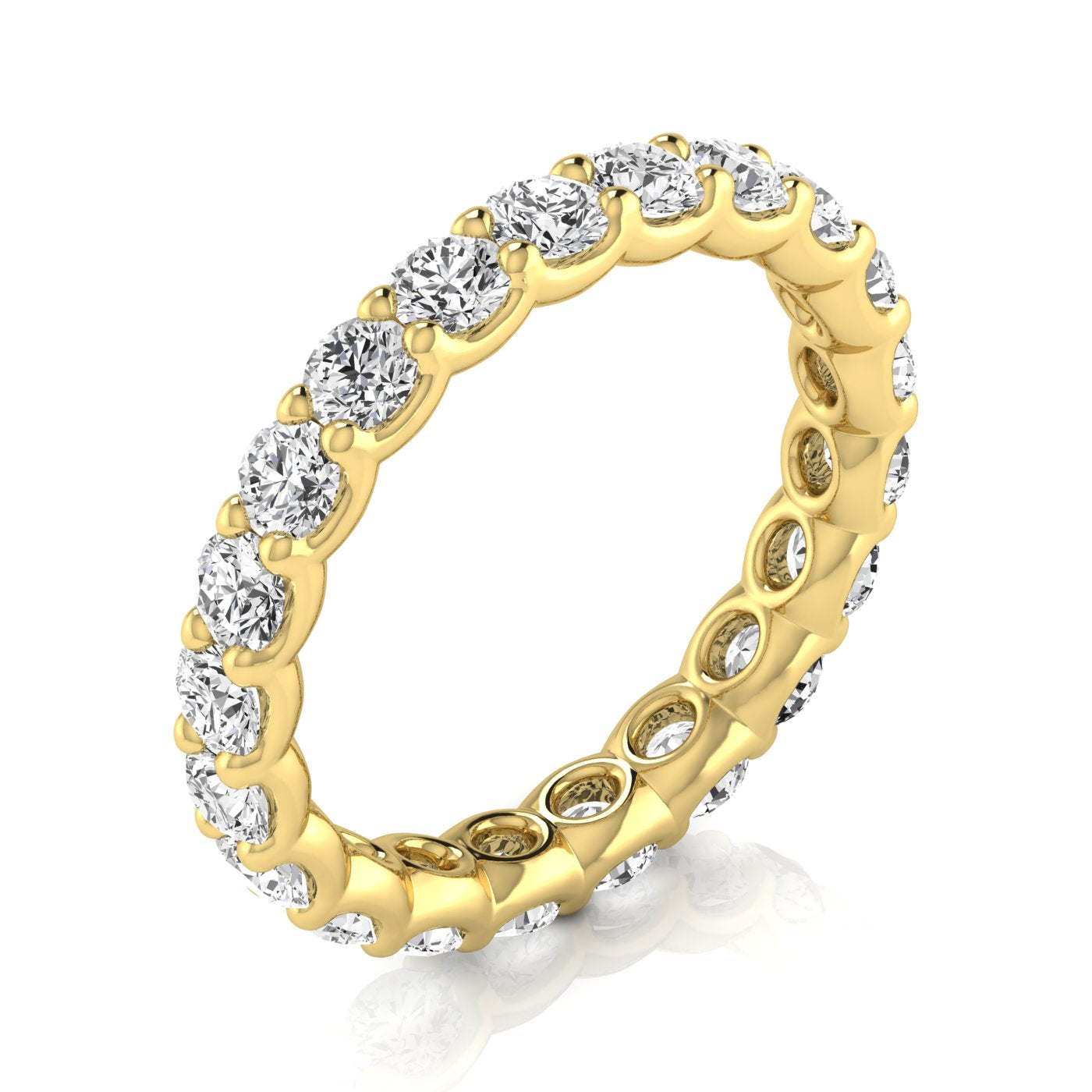 0.50-3.00ct Lab-Grown D/VVS Round Cut Diamond Four Prong Claw Set Full Eternity Wedding Ring