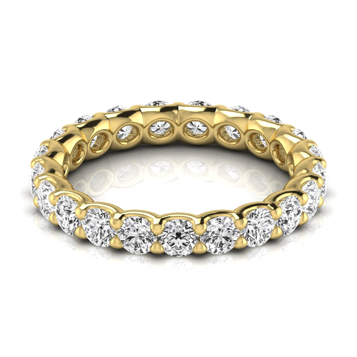 0.50-3.00ct Lab-Grown D/VVS Round Cut Diamond Four Prong Claw Set Full Eternity Wedding Ring