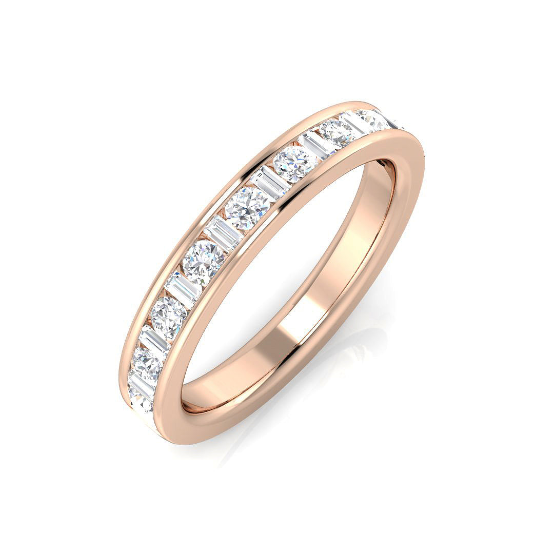 0.47-1.10ct Lab-Grown D/VVS Baguette & Round Cut Diamond Half Eternity Ring.