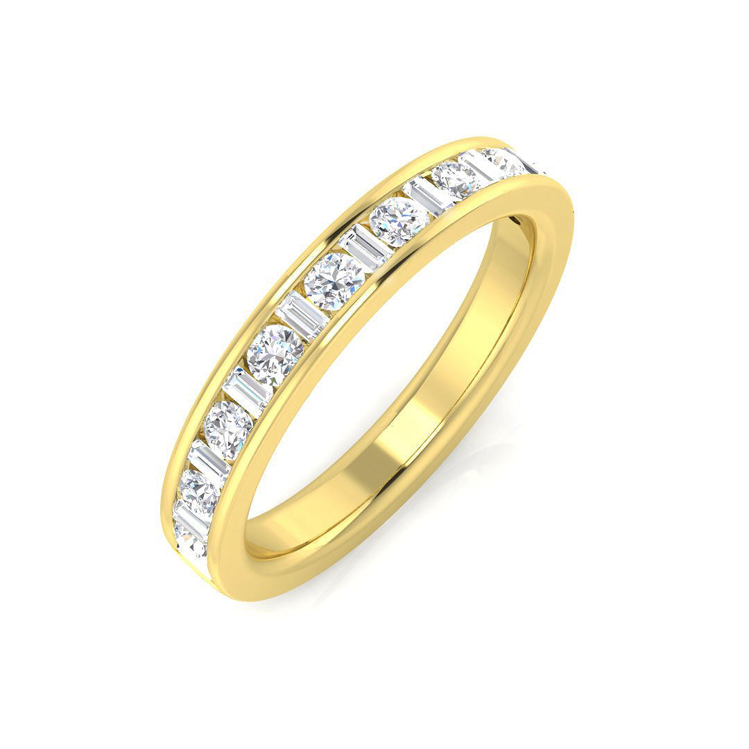 0.47-1.10ct Lab-Grown D/VVS Baguette & Round Cut Diamond Half Eternity Ring.
