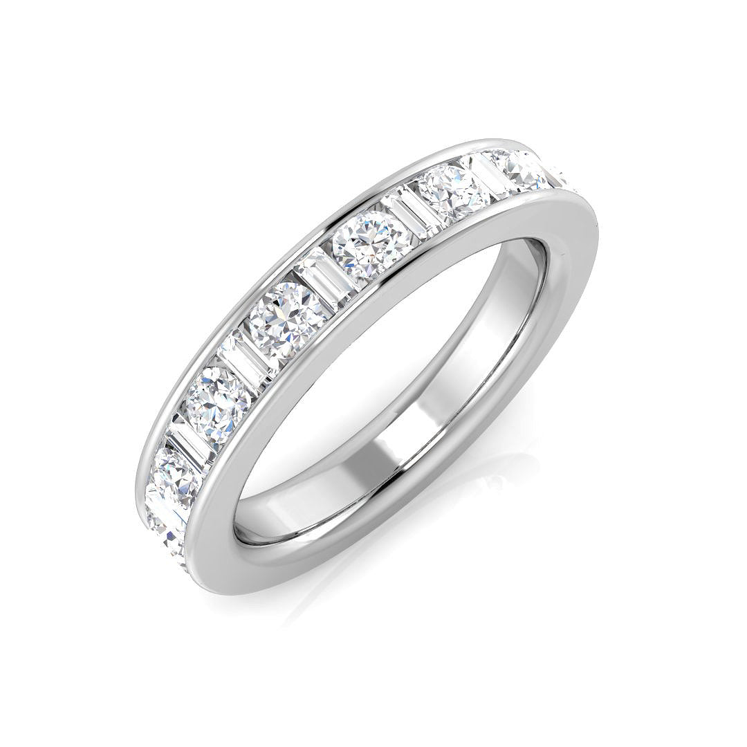 0.47-1.10ct Lab-Grown D/VVS Baguette & Round Cut Diamond Half Eternity Ring.