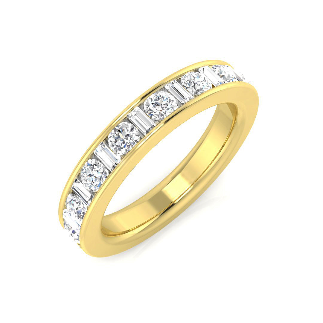 0.47-1.10ct Lab-Grown D/VVS Baguette & Round Cut Diamond Half Eternity Ring.