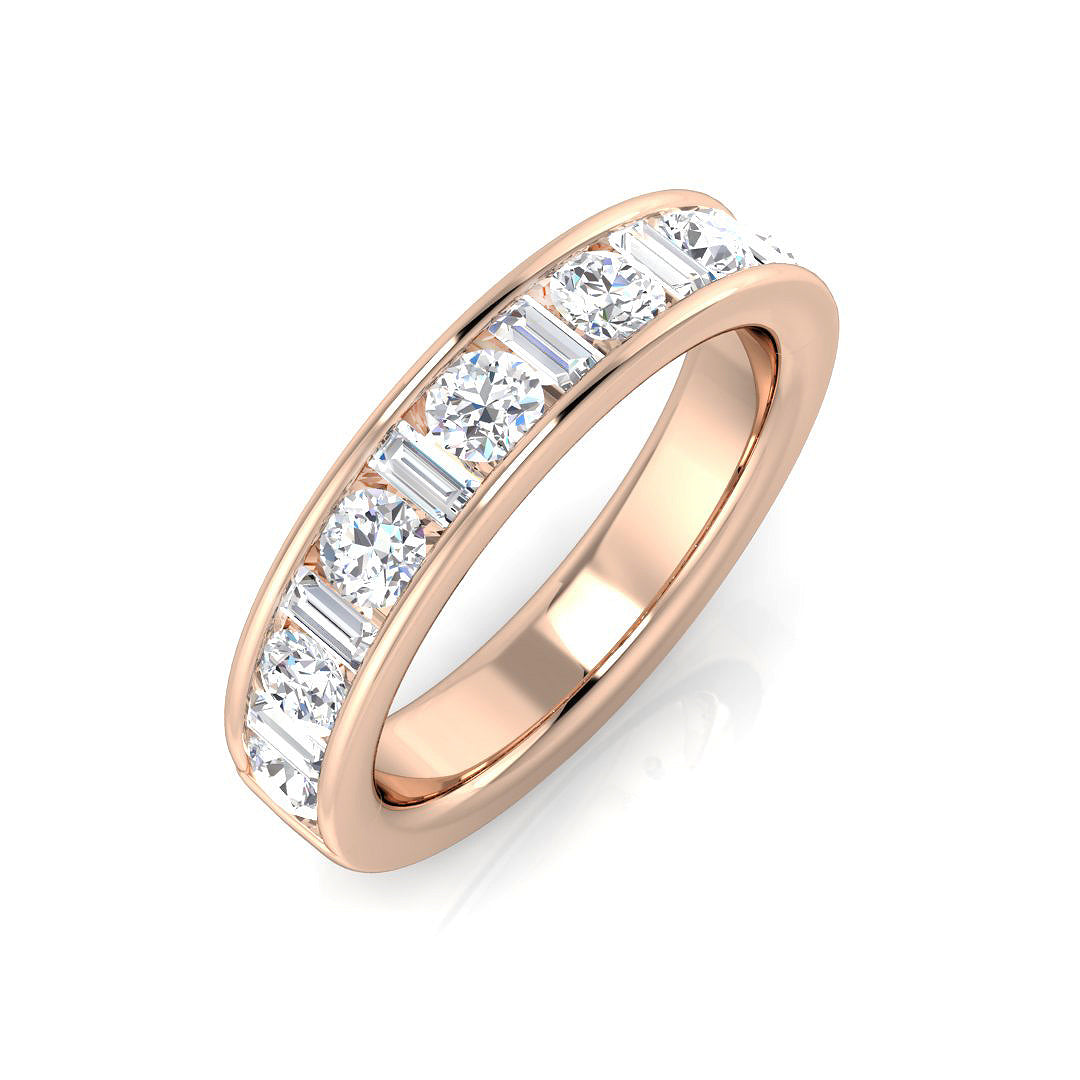 0.47-1.10ct Lab-Grown D/VVS Baguette & Round Cut Diamond Half Eternity Ring.