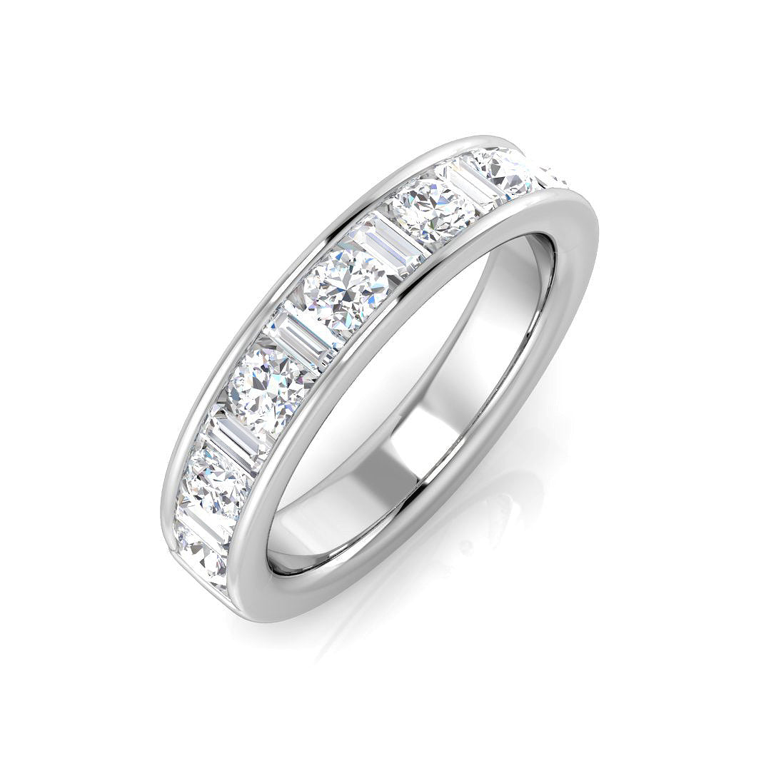 0.47-1.10ct Lab-Grown D/VVS Baguette & Round Cut Diamond Half Eternity Ring.