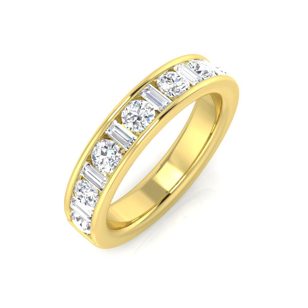 0.47-1.10ct Lab-Grown D/VVS Baguette & Round Cut Diamond Half Eternity Ring.