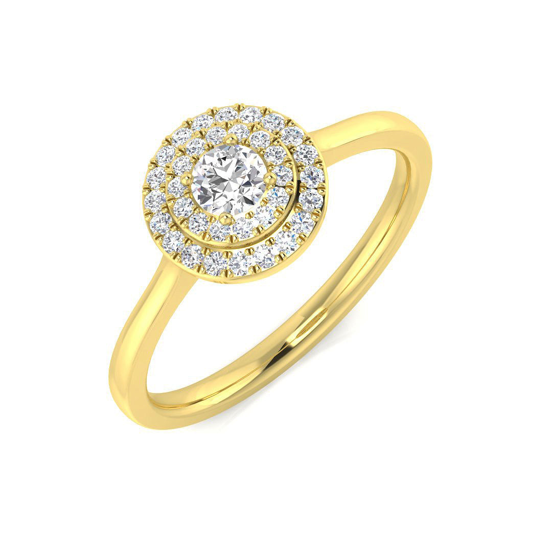 Halo Round Cut Natural Diamond Engagement Ring
