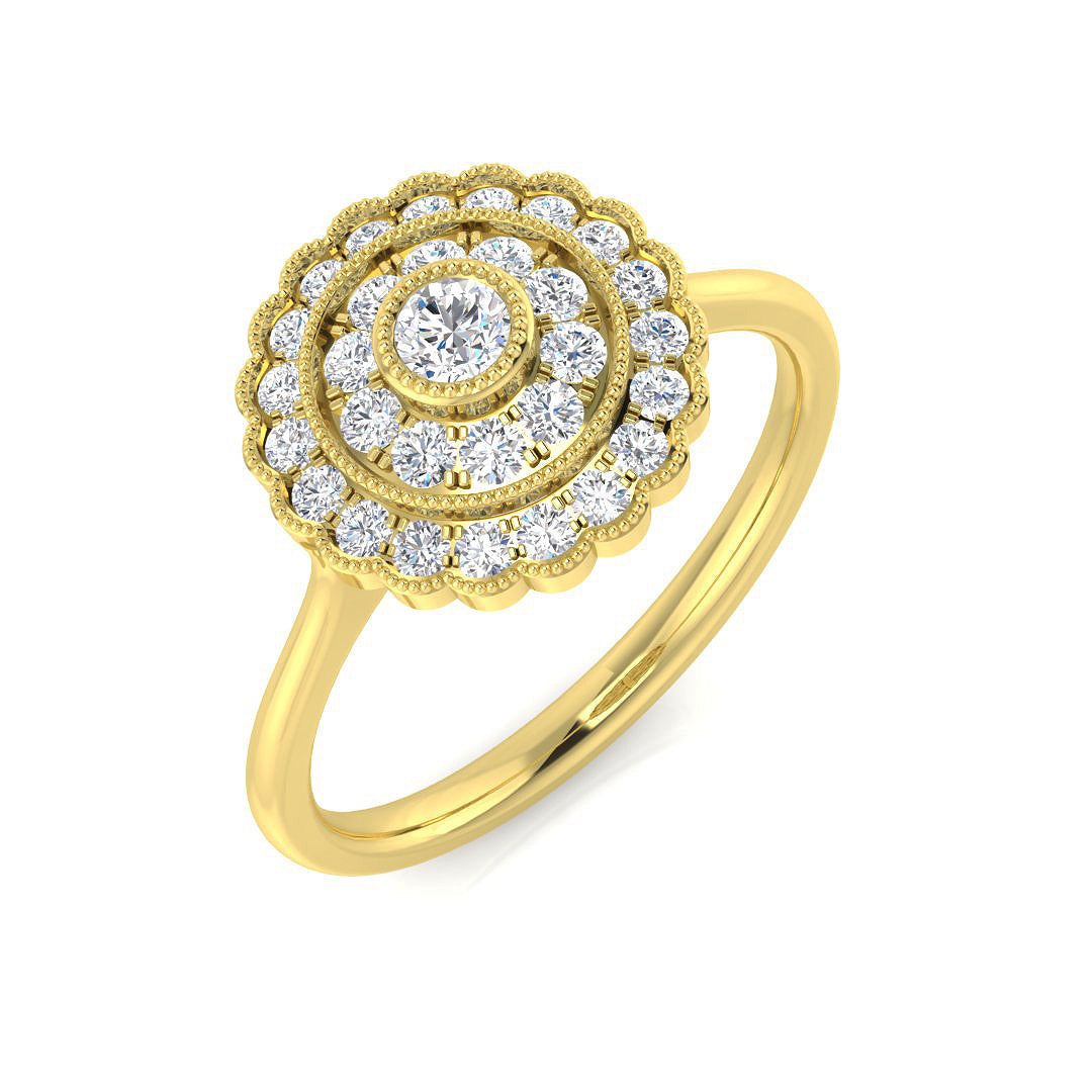 Natural Round Cut Diamond Cluster Engagement Ring