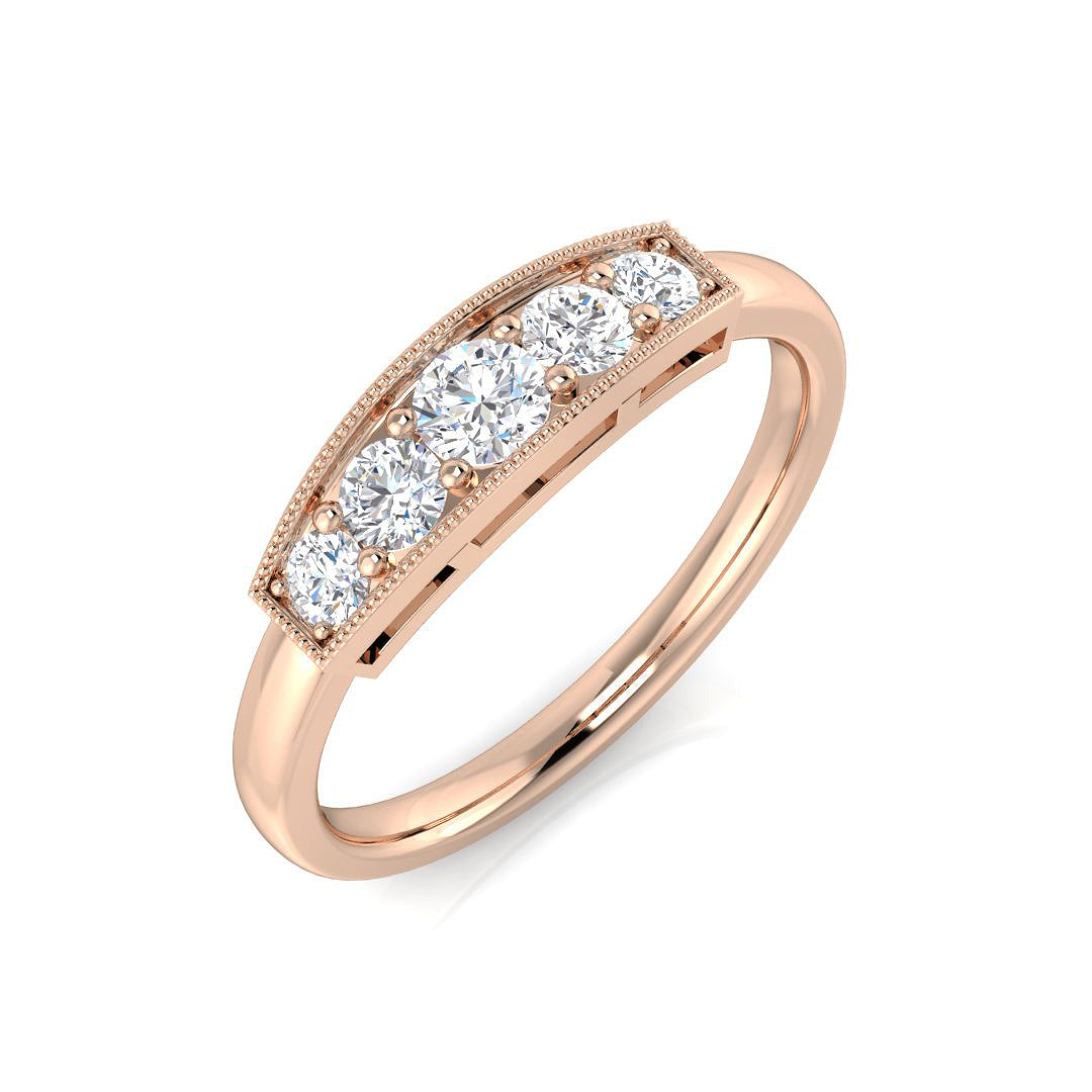 5-Stone Ring Lab Grown Diamond 0.34-0.51ct D/VVS Round Cut