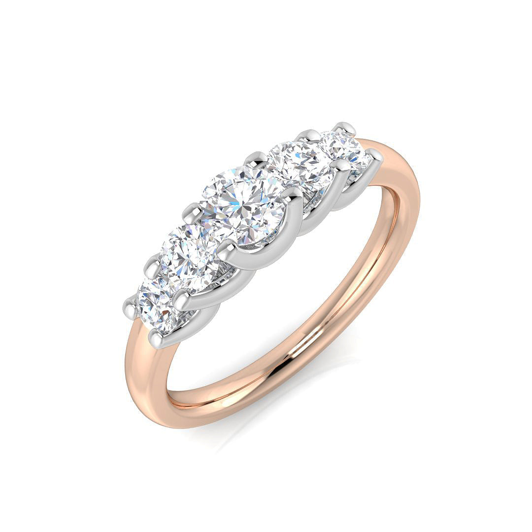 5-Stone Ring Lab Grown Diamond 0.70-0.94ct D/VVS Round Cut