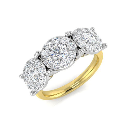 0.50-1.55ct Lab Grown D/VVS Round Cut Diamond 3-Stone Ring.