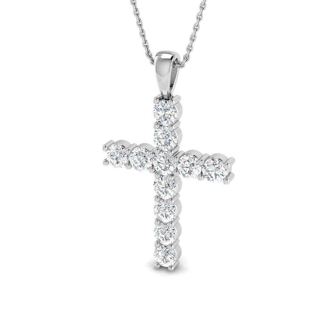 0.17ct Ð 5.68ct Round Diamond Prong Set Cross Pendant in 9k and 18k Gold