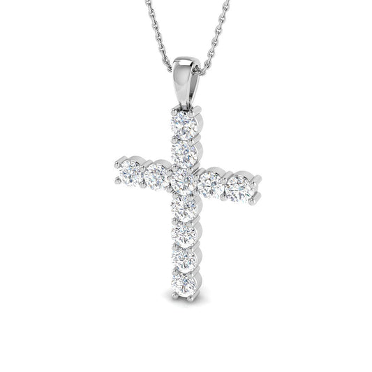 0.17ct Ð 5.68ct Round Diamond Prong Set Cross Pendant in 9k and 18k Gold