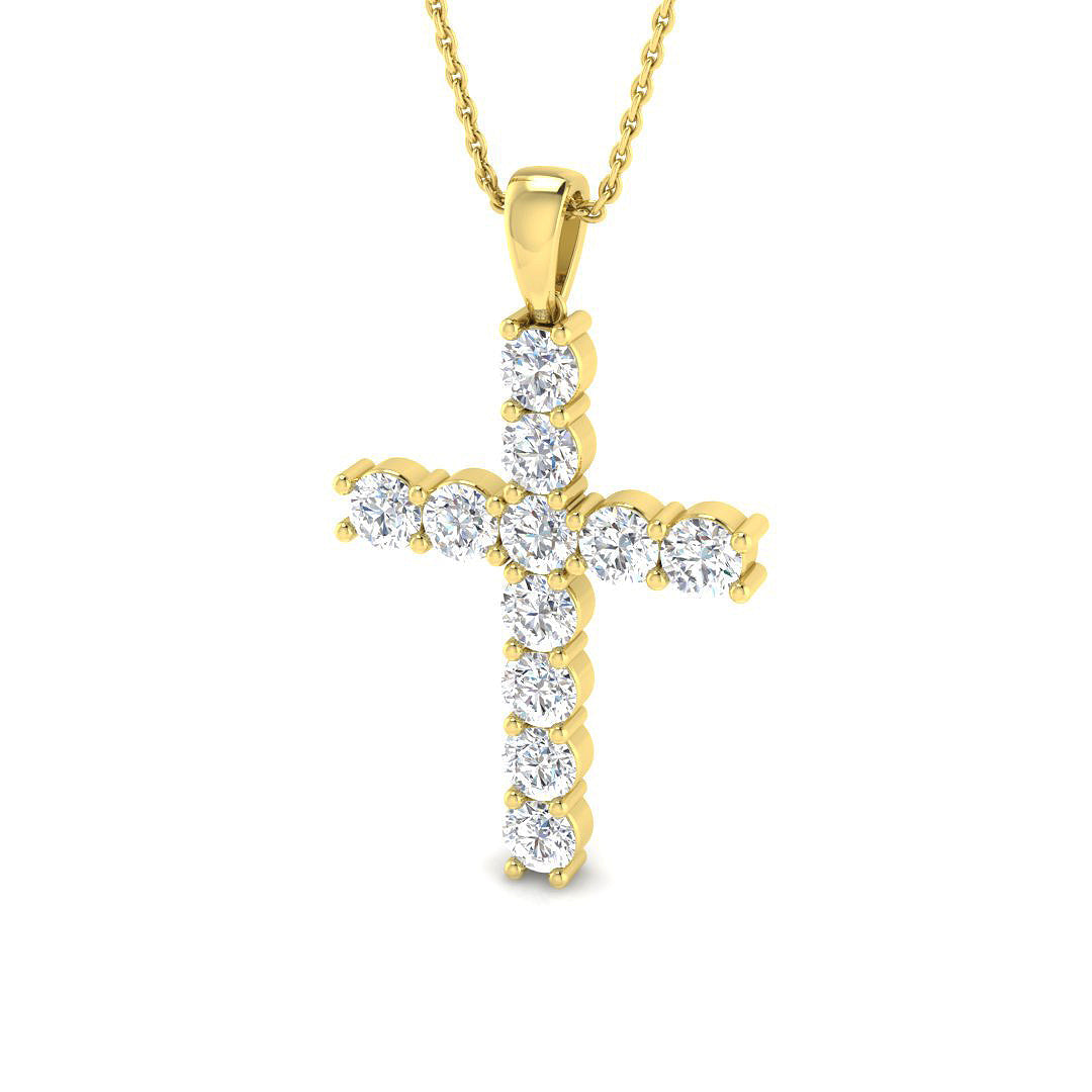 0.17ct Ð 5.68ct Round Diamond Prong Set Cross Pendant in 9k and 18k Gold
