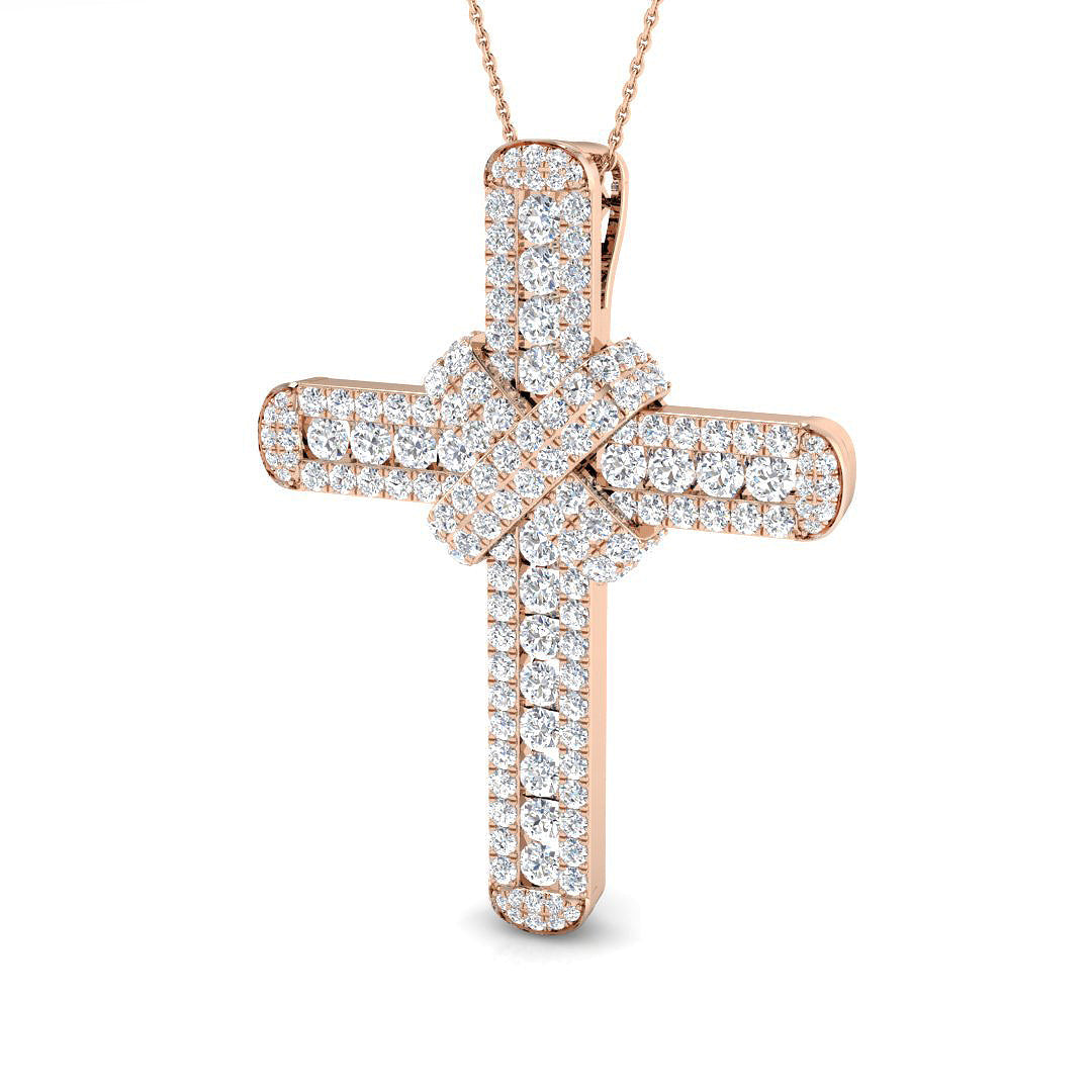 0.68ct Ð 9.50ct Round Diamond PavŽ Set Cross Necklace in 9k and 18k Gold