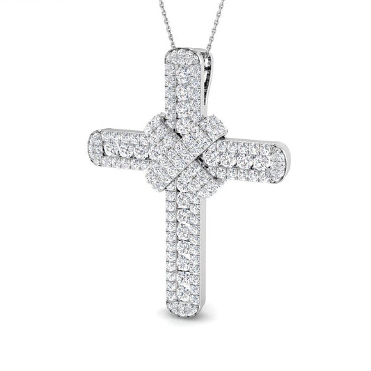 0.68ct Ð 9.50ct Round Diamond PavŽ Set Cross Necklace in Platinum