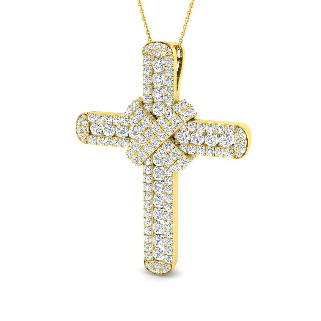 0.68ct Ð 9.50ct Round Diamond PavŽ Set Cross Necklace in 9k and 18k Gold