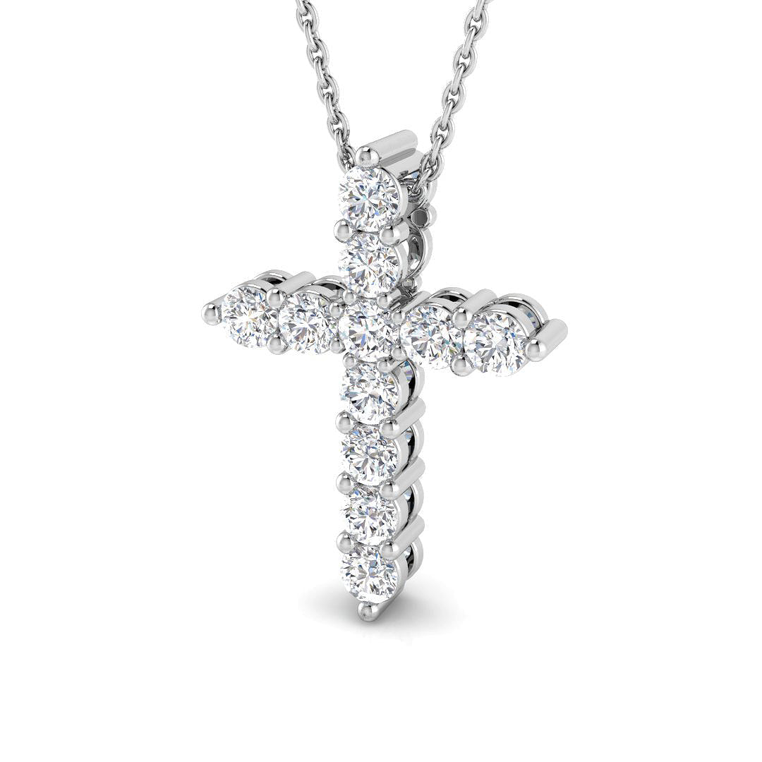 0.25ct Ð 5.28ct Round Diamond Prong Set Cross Pendant in 9k and 18k Gold