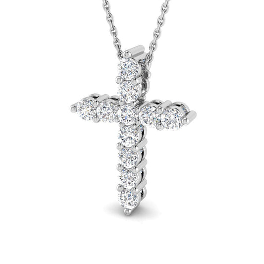 0.25ct Ð 5.28ct Round Diamond Prong Set Cross Pendant in Platinum
