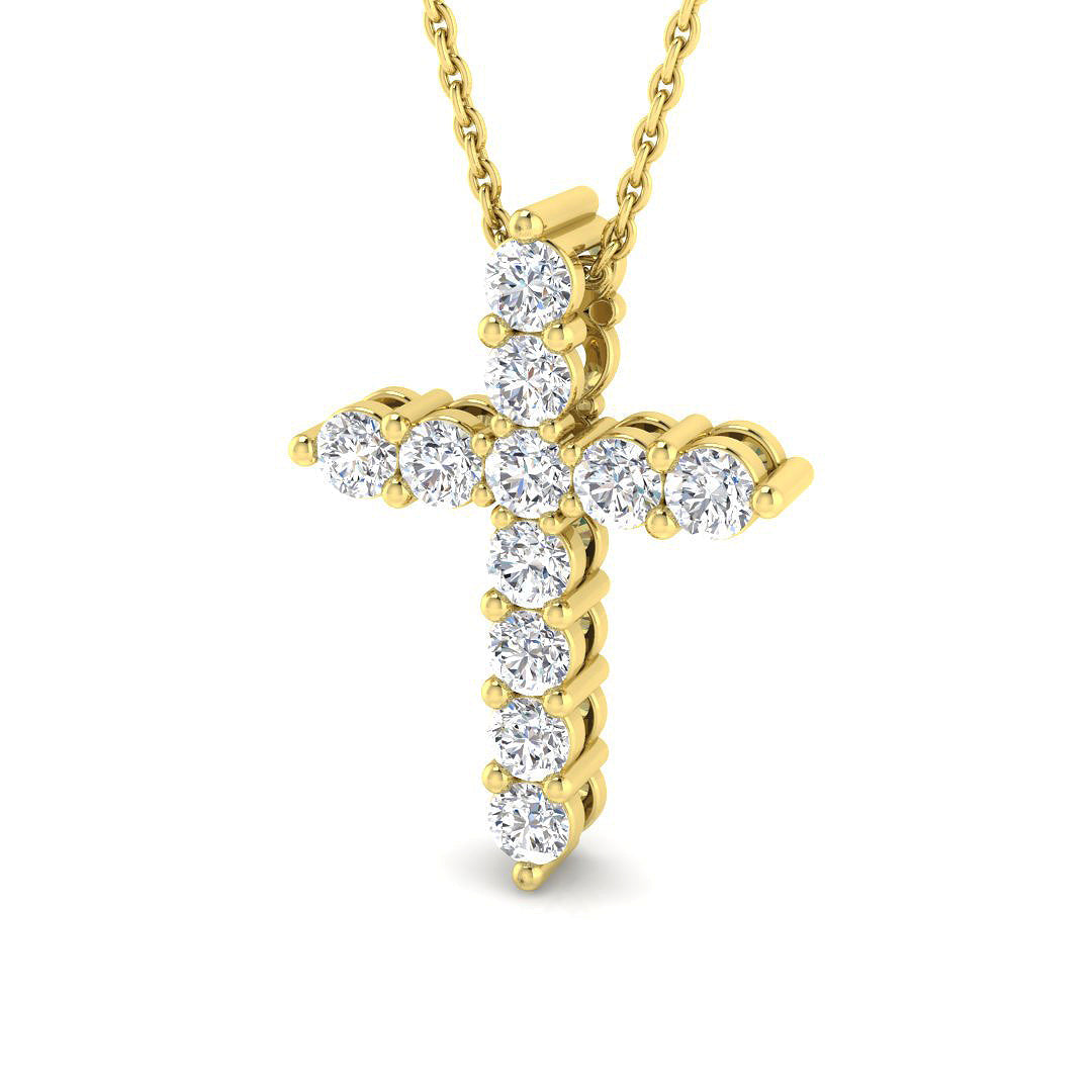0.25ct Ð 5.28ct Round Diamond Prong Set Cross Pendant in 9k and 18k Gold