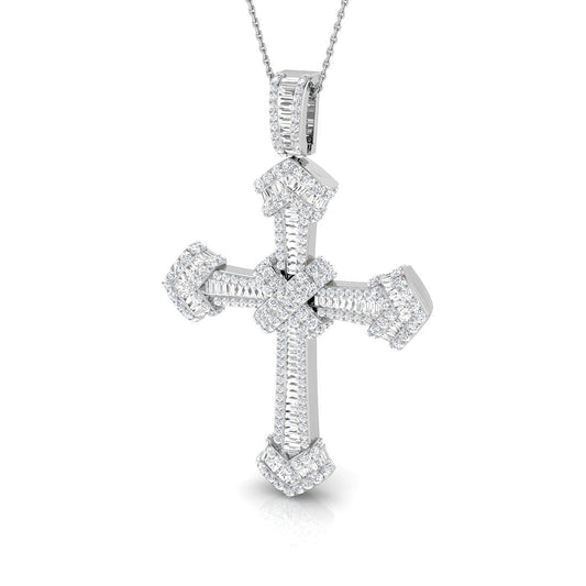 3.21 Carat Multi-Cut Diamond Iced-Out Cross Pendant in Gold or Platinum