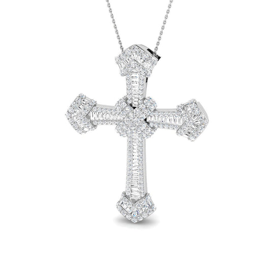 2.19ct Ð 9.31ct Diamond Multi-Cut Design Iced-Out Cross Pendant in Platinum