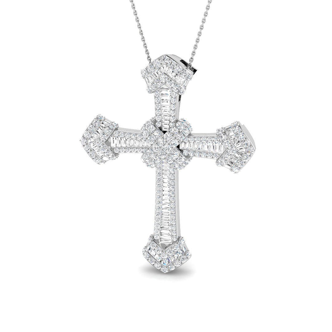 2.19ct Ð 9.31ct Diamond Multi-Cut Design Iced-Out Cross Pendant in 9k and 18k Gold