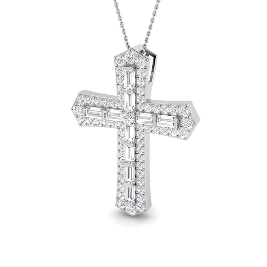 0.87ct Ð 4.19ct Baguette & Round Diamond Angular Cross Pendant in Platinum