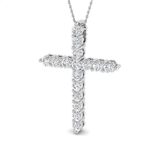 2.97ct Ð 5.32ct Round Diamond Rope-Style Cross Necklace in Gold & Platinum