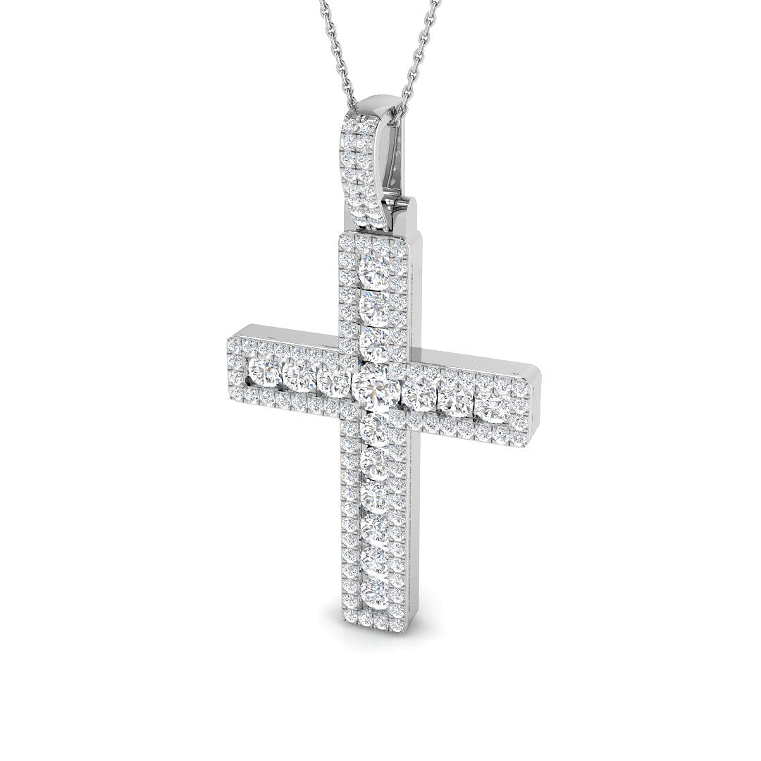0.44ct Ð 3.05ct Round Diamond PavŽ Cross Necklace in Platinum