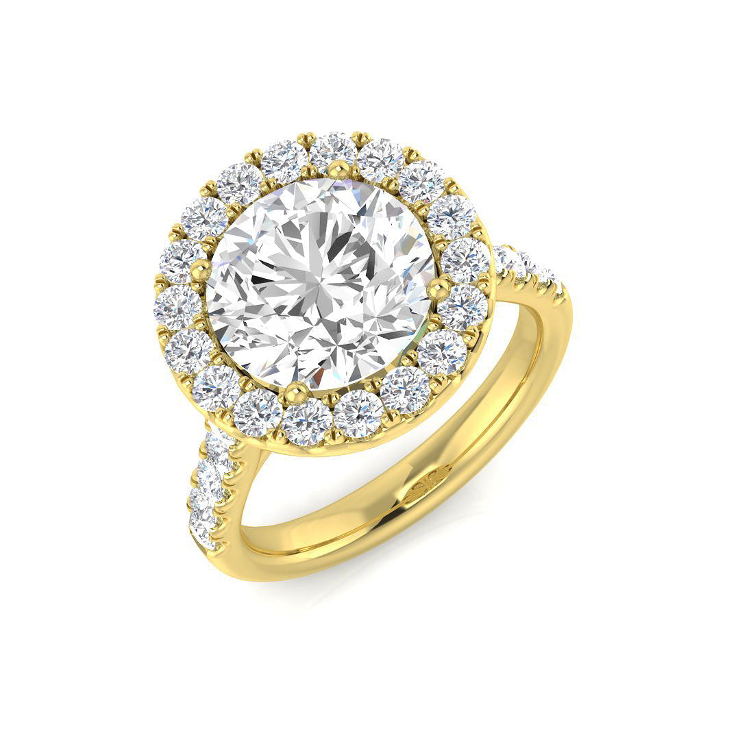 Natural Round Cut Diamond Prong Set Halo Ring