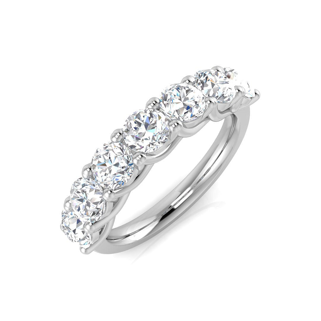 7-Stone Natural Round Cut Diamond Anniversary Ring