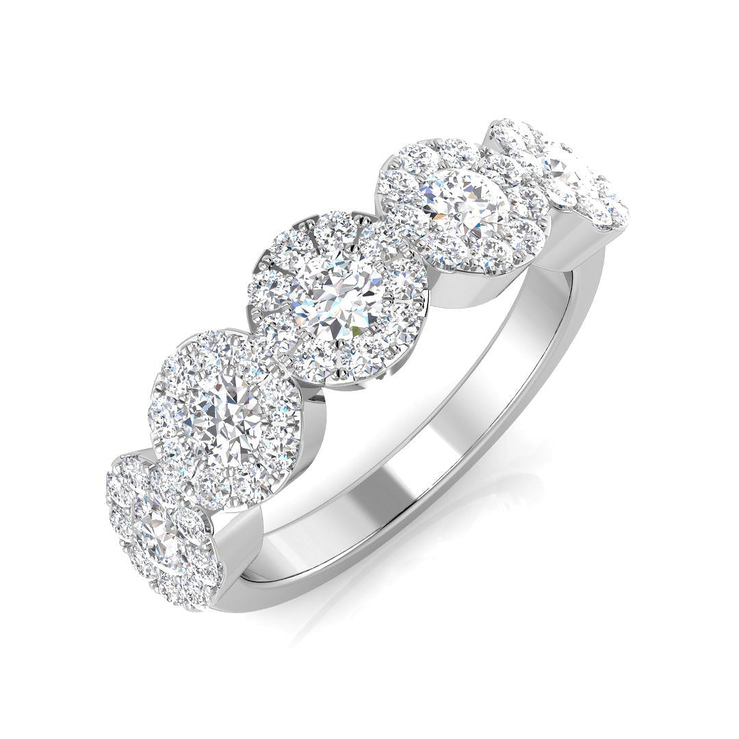 5-Stone Ring Lab Grown Diamond 0.97ct D/VVS Round Cut
