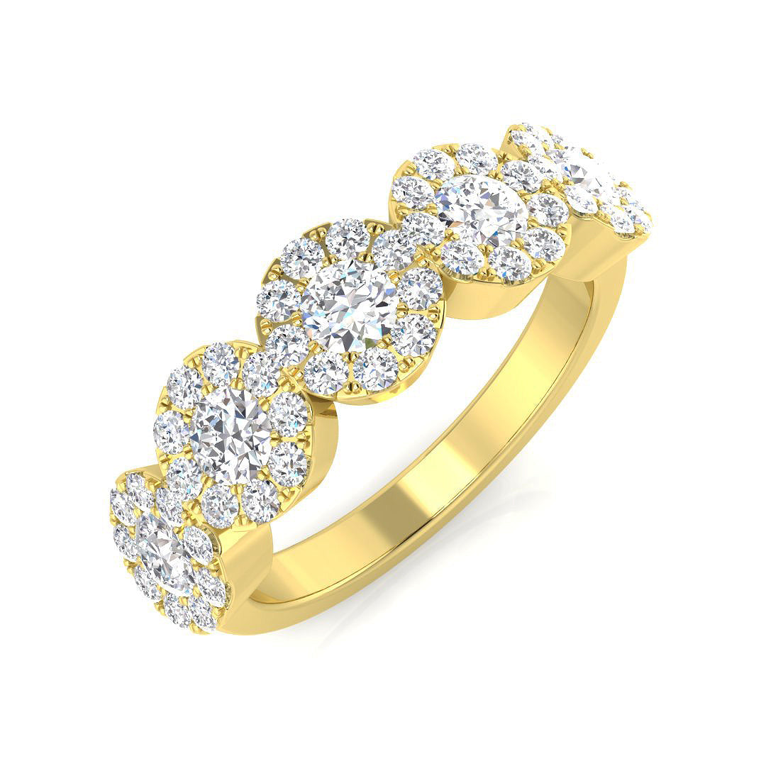 5-Stone Ring Lab Grown Diamond 0.97ct D/VVS Round Cut