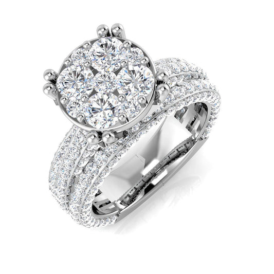 Natural Round Cut Diamond Cluster Ring Gift For Her