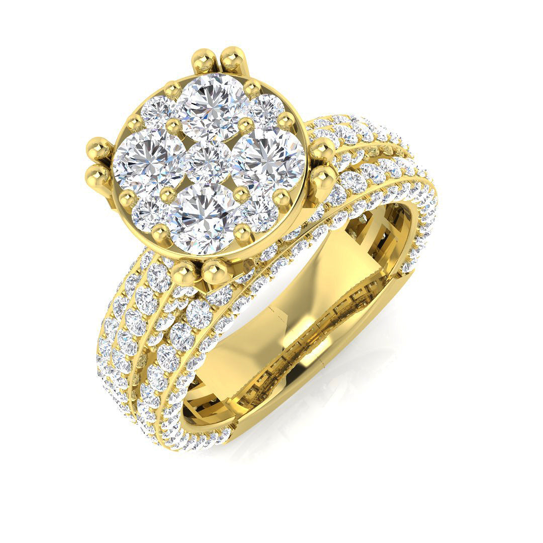 Natural Round Cut Diamond Cluster Ring Gift For Her