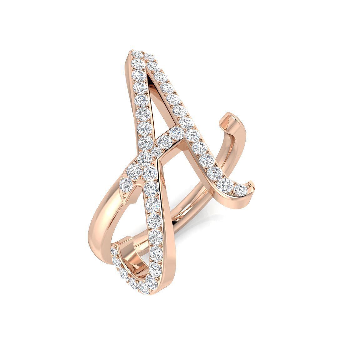 0.45 Carat Round Diamond Micro PavŽ Letter A Initial Ring
