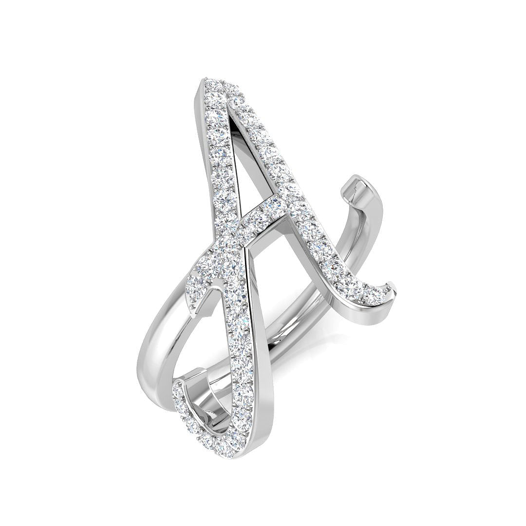 0.45 Carat Round Diamond Micro PavŽ Letter A Initial Ring