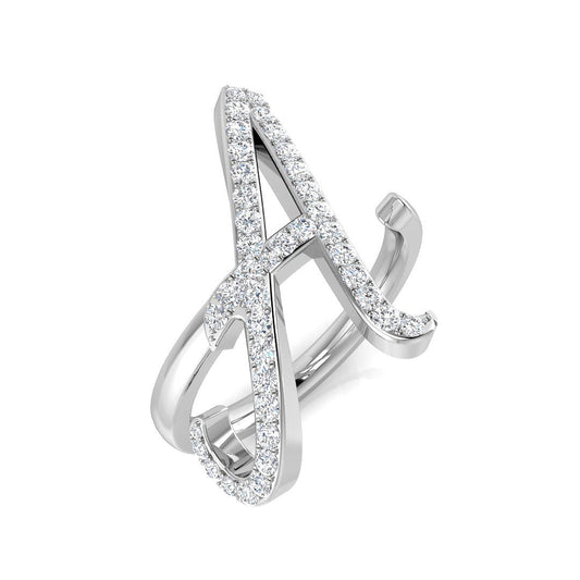 0.45 Carat Round Diamond Micro PavŽ Letter A Initial Ring