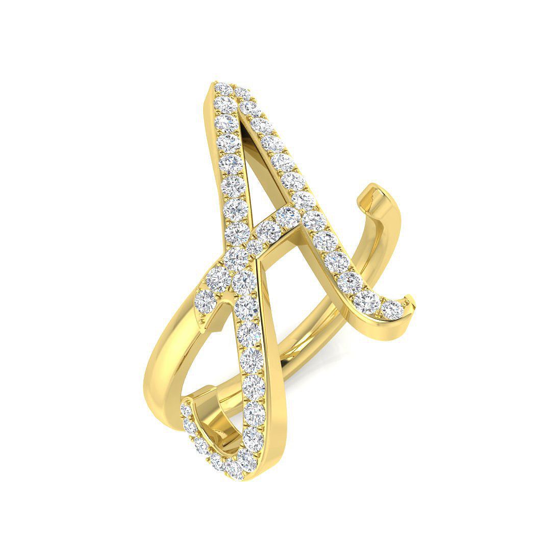 0.45 Carat Round Diamond Micro PavŽ Letter A Initial Ring