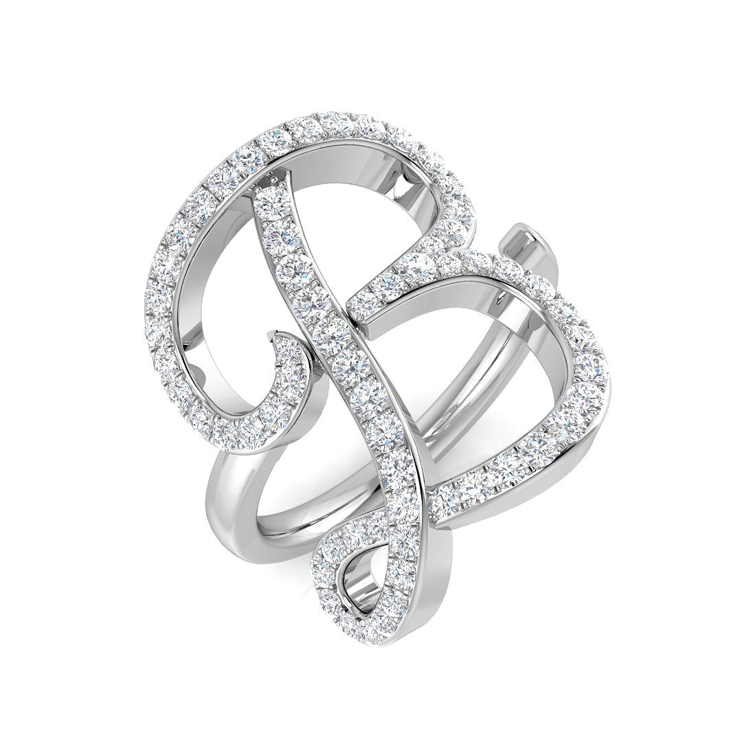 0.75 Carat Round Diamond Micro PavŽ Letter B Initial Ring