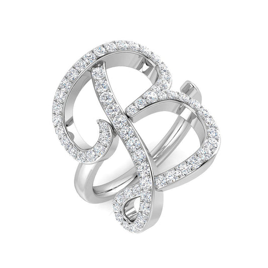 0.75 Carat Round Diamond Micro PavŽ Letter B Initial Ring