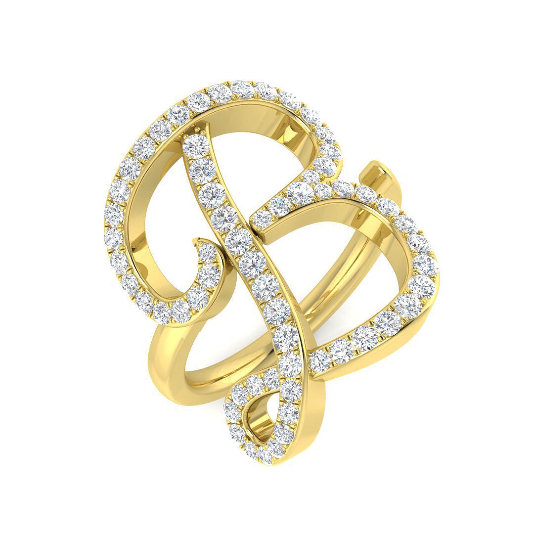 0.75 Carat Round Diamond Micro PavŽ Letter B Initial Ring