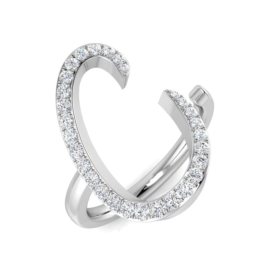 0.35 Carat Round Diamond Micro PavŽ Letter C Initial Ring