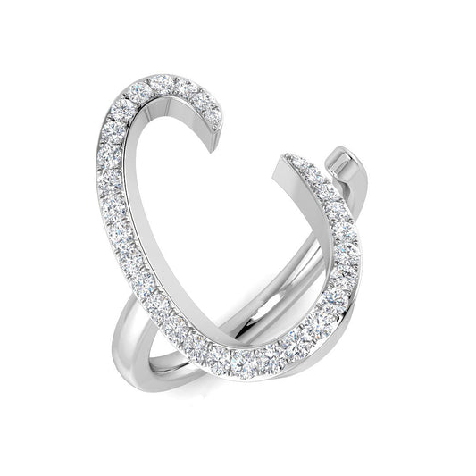 0.35 Carat Round Diamond Micro PavŽ Letter C Initial Ring