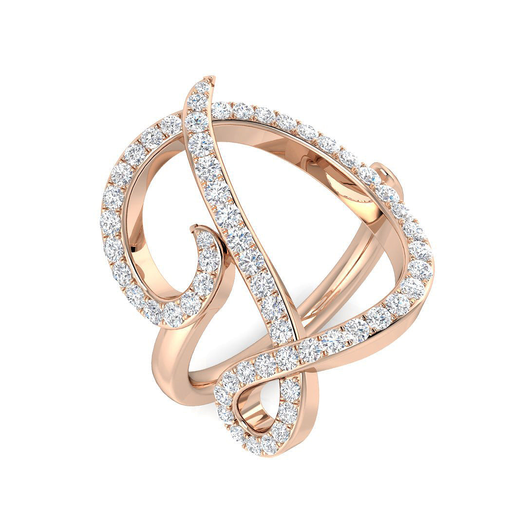 0.65 Carat Round Diamond Micro PavŽ Letter D Initial Ring
