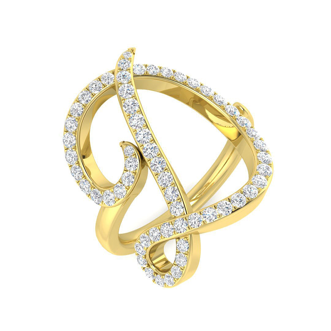 0.65 Carat Round Diamond Micro PavŽ Letter D Initial Ring