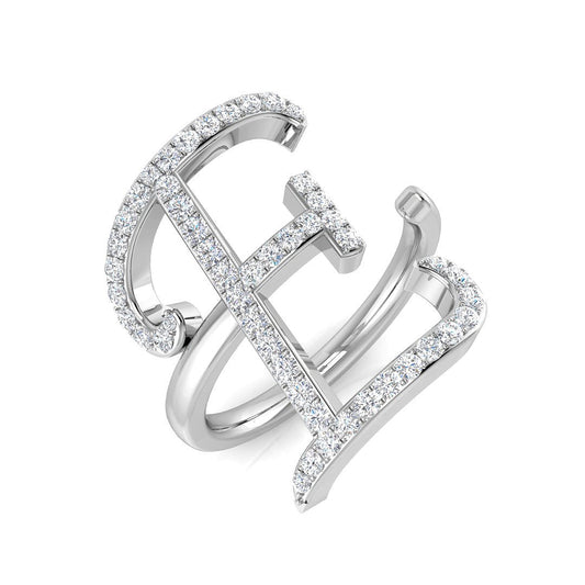 0.55 Carat Round Diamond Micro PavŽ Letter E Initial Ring